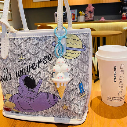 Cartoon Style Ice Cream Silica Gel Unisex Bag Pendant Keychain