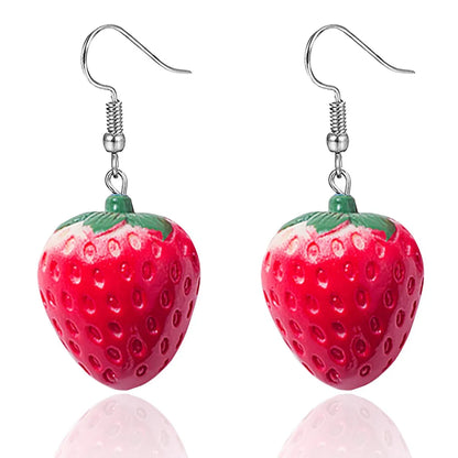 Cartoon Style IG Style Candy Strawberry Dice Resin Women'S Earrings Necklace