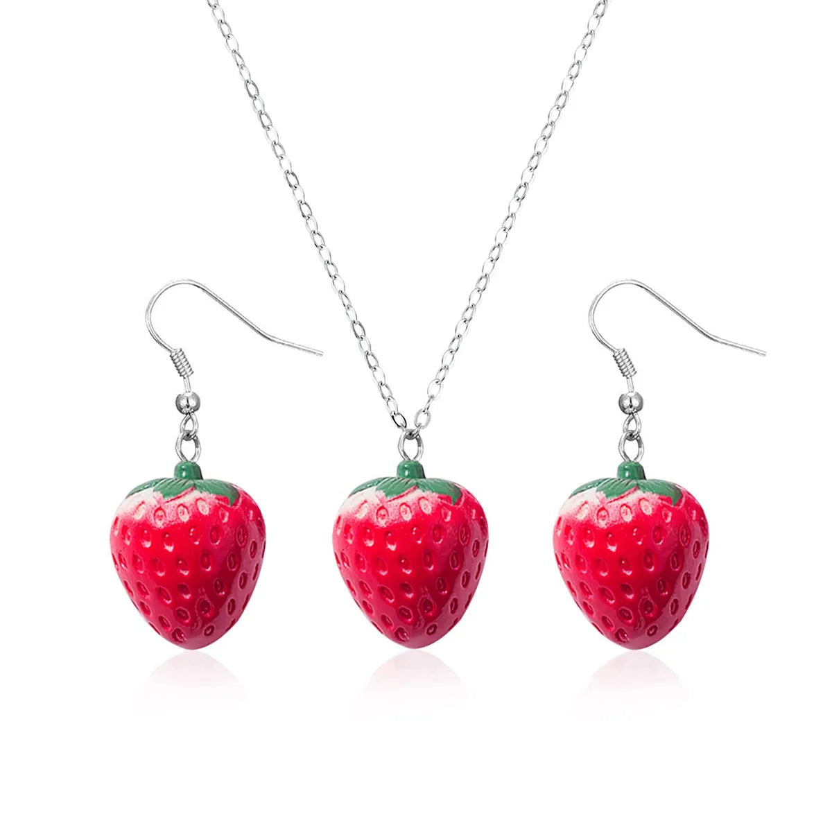 Cartoon Style IG Style Candy Strawberry Dice Resin Women'S Earrings Necklace