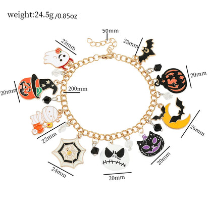 Cartoon Style IG Style Pumpkin Spider Ghost Rhinestones Alloy Wholesale Bracelets