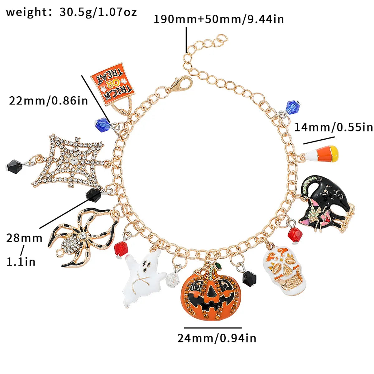 Cartoon Style IG Style Pumpkin Spider Ghost Rhinestones Alloy Wholesale Bracelets