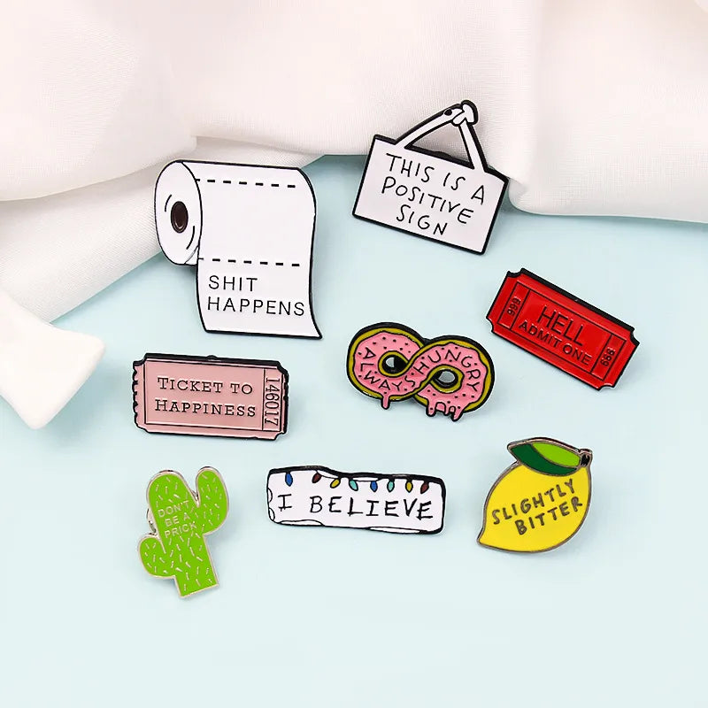 Cartoon Style Letter Alloy Enamel Unisex Brooches