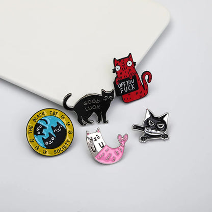 Cartoon Style Letter Cat Alloy Enamel Unisex Brooches