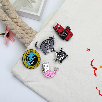 Cartoon Style Letter Cat Alloy Enamel Unisex Brooches