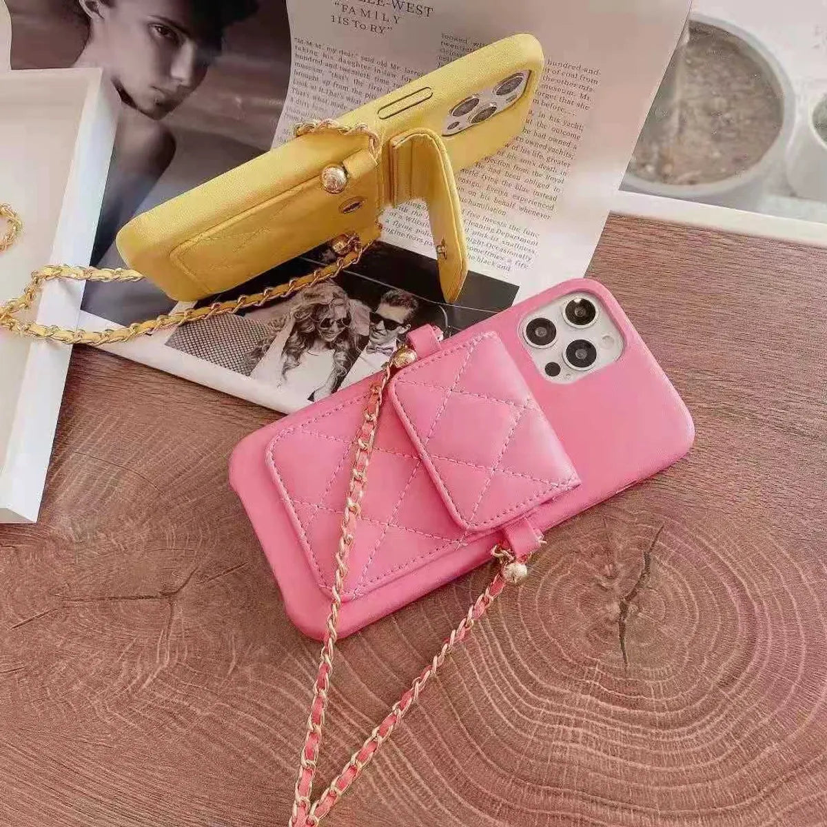 Cartoon Style Lingge Pu Leather   Phone Cases