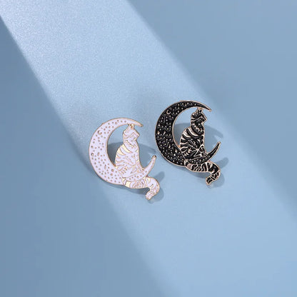 Cartoon Style Moon Cat Alloy Plating Unisex Brooches