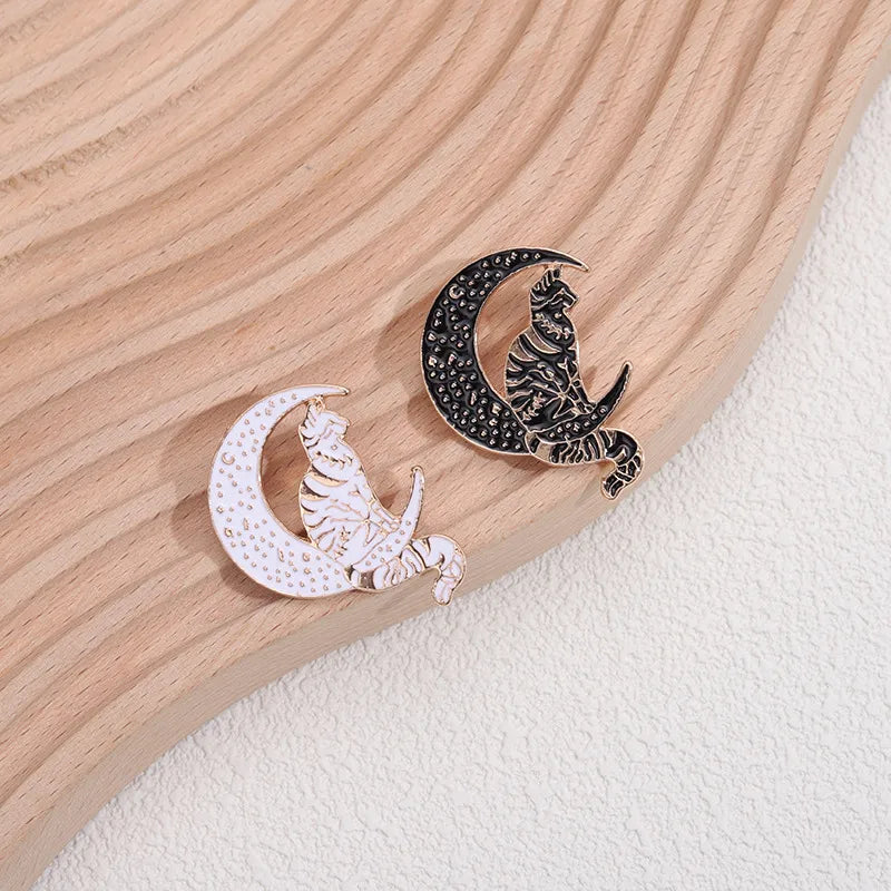 Cartoon Style Moon Cat Alloy Plating Unisex Brooches