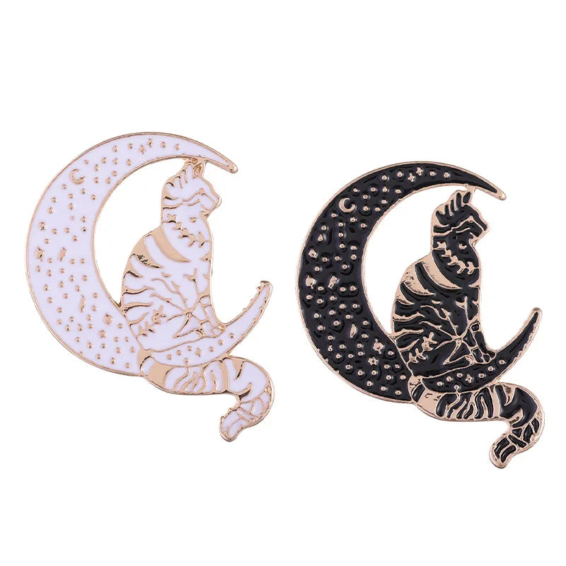 Cartoon Style Moon Cat Alloy Plating Unisex Brooches