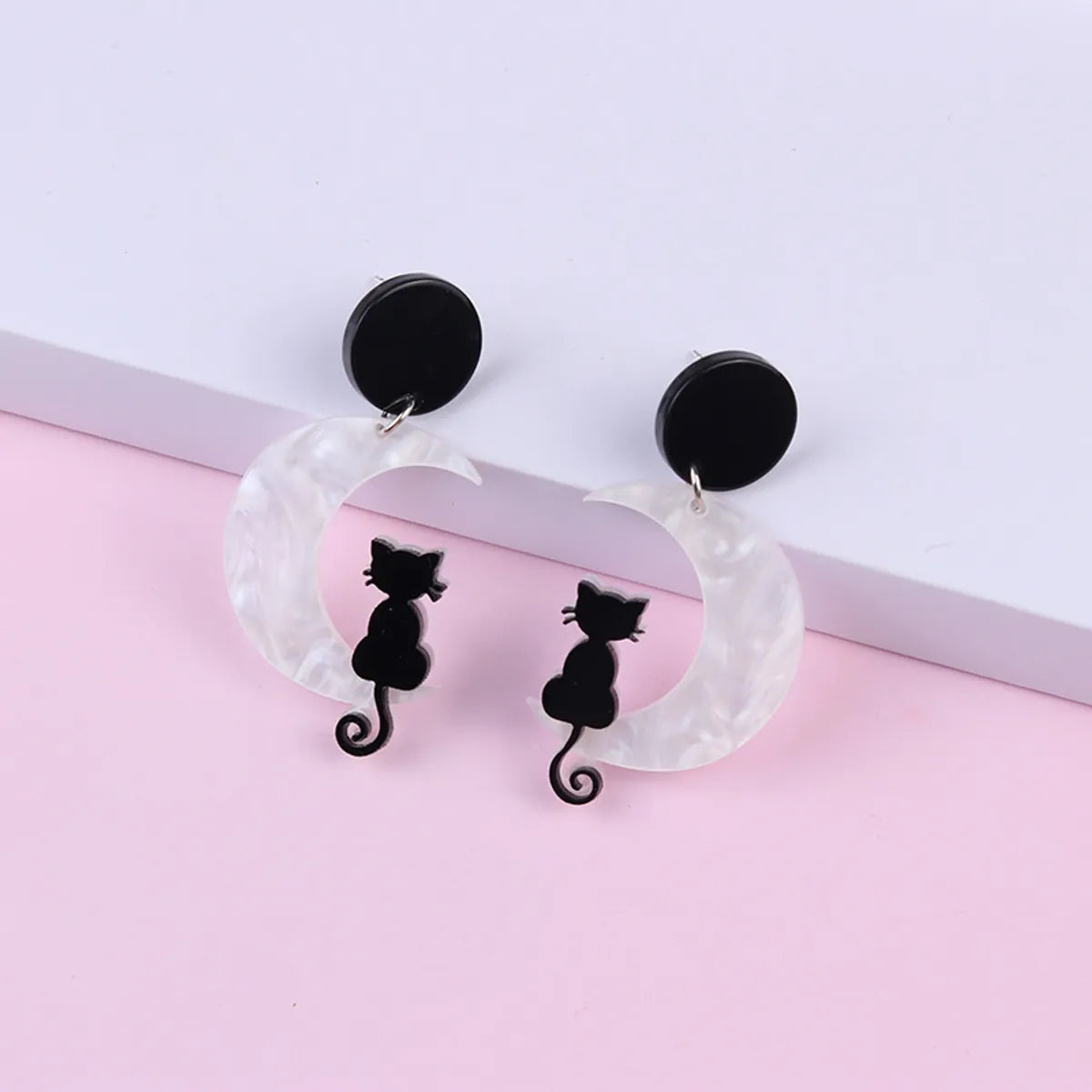 Cartoon Style Moon Cat Arylic Women'S Drop Earrings 1 Pair