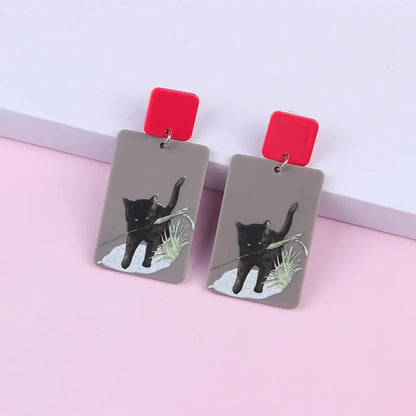 Cartoon Style Moon Cat Arylic Women'S Drop Earrings 1 Pair