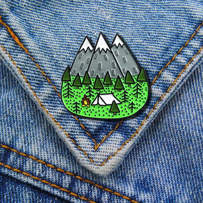 Cartoon Style Mountain Forest Camera Alloy Enamel Unisex Brooches