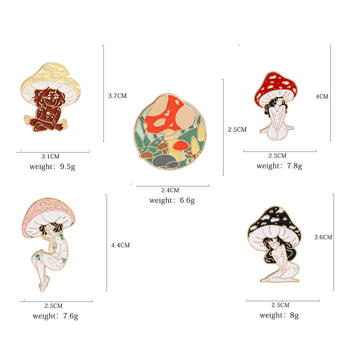 Cartoon Style Mushroom Alloy Enamel Plating Unisex Brooches