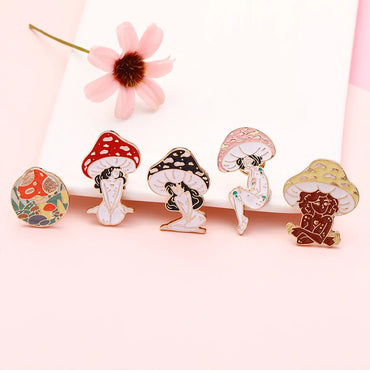 Cartoon Style Mushroom Alloy Enamel Plating Unisex Brooches