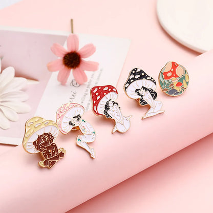 Cartoon Style Mushroom Alloy Enamel Plating Unisex Brooches