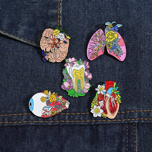 Cartoon Style Organ Alloy Stamping Stoving Varnish Plating Unisex Brooches