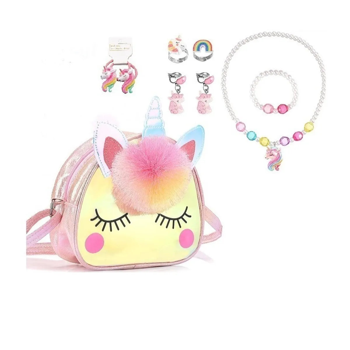 Cartoon Style Plastic Epoxy Chain Girl'S Shoulder Bag Necklace Jewelry Set