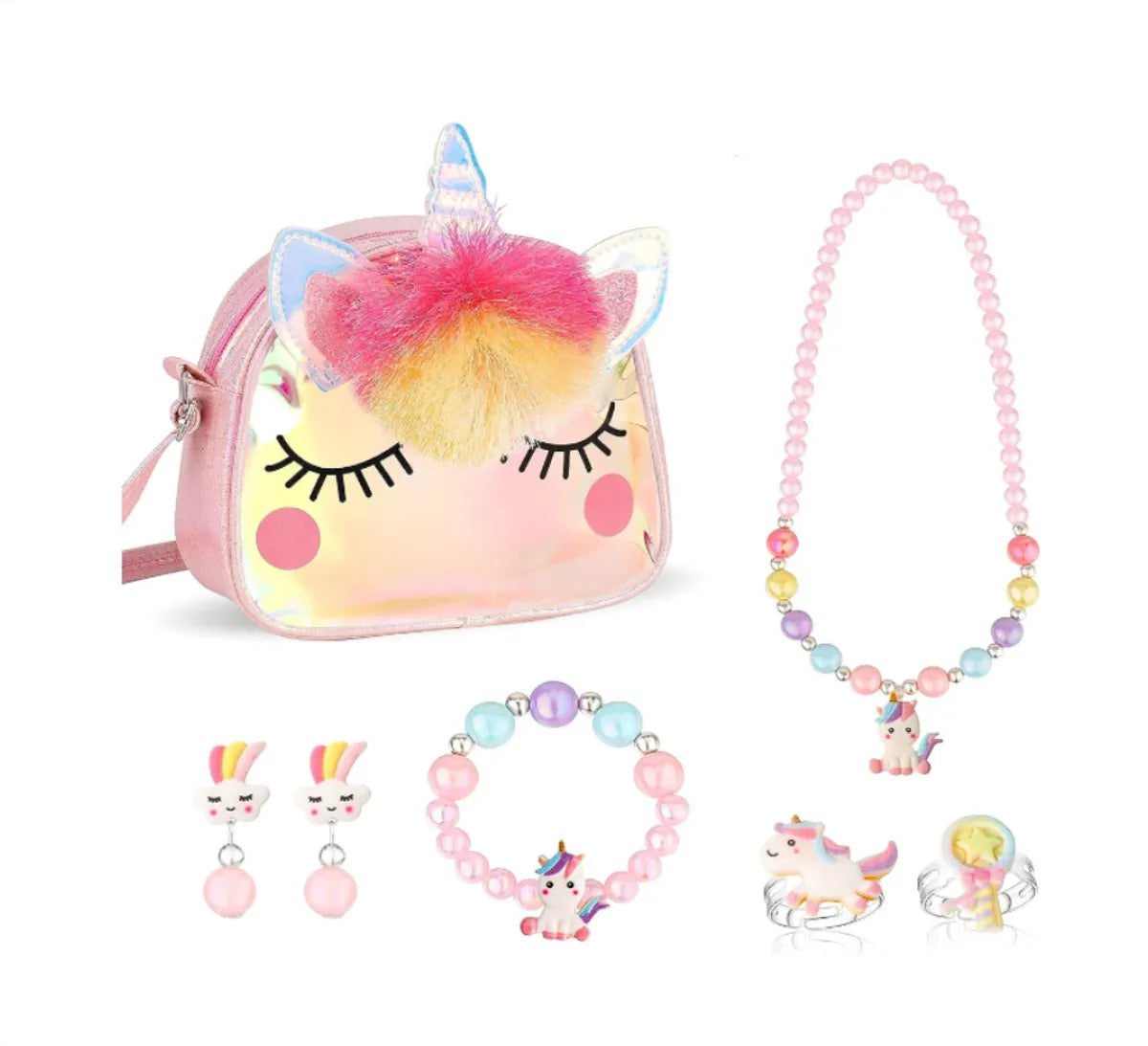 Cartoon Style Plastic Epoxy Chain Girl'S Shoulder Bag Necklace Jewelry Set