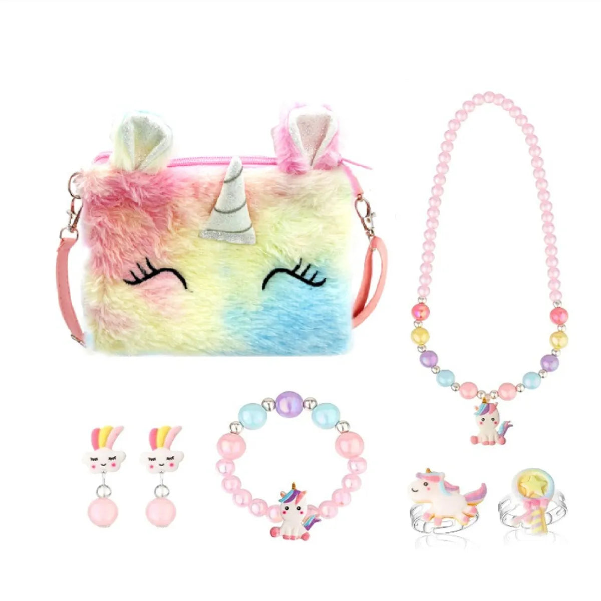 Cartoon Style Plastic Epoxy Chain Girl'S Shoulder Bag Necklace Jewelry Set