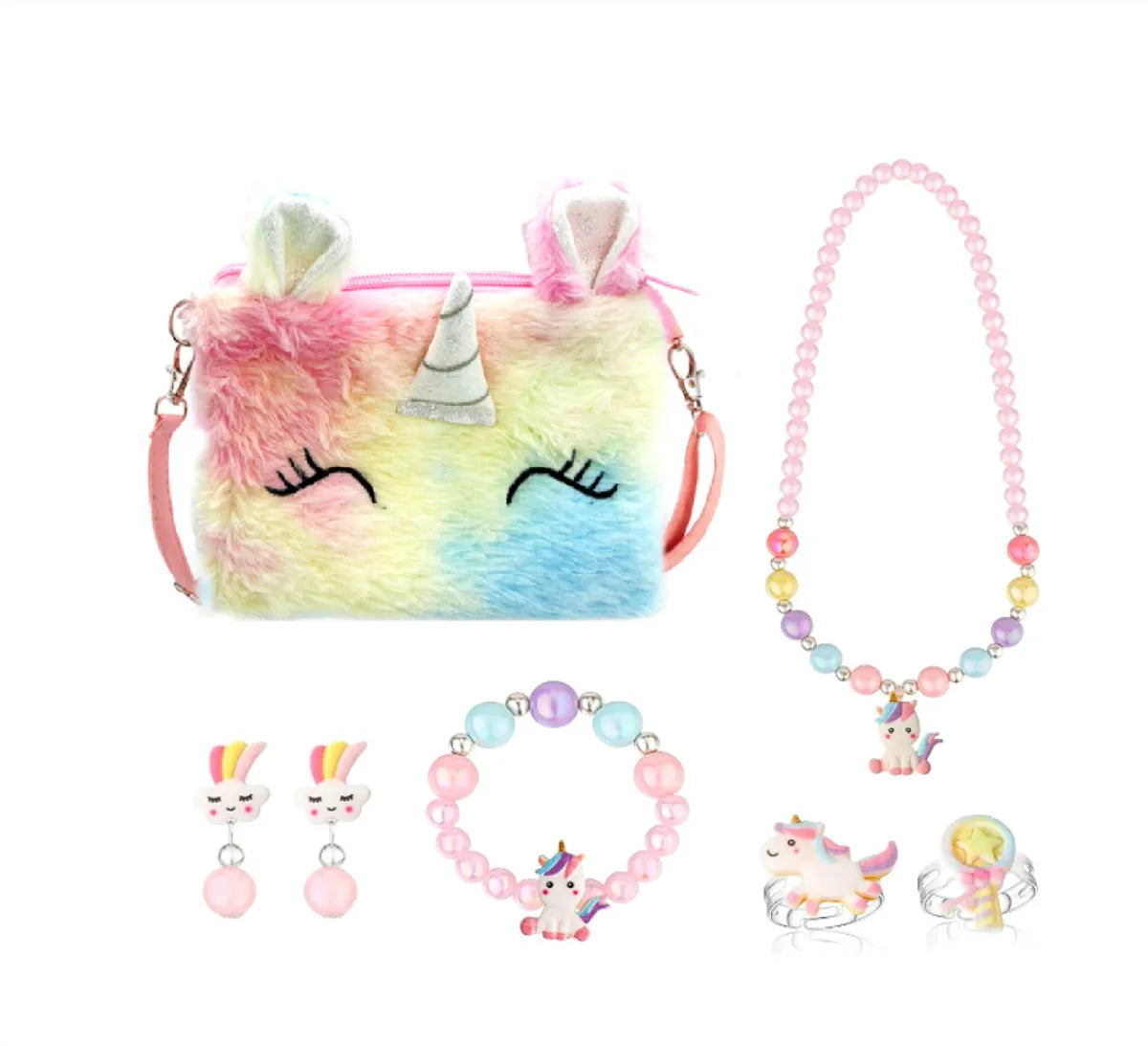 Cartoon Style Plastic Epoxy Chain Girl'S Shoulder Bag Necklace Jewelry Set