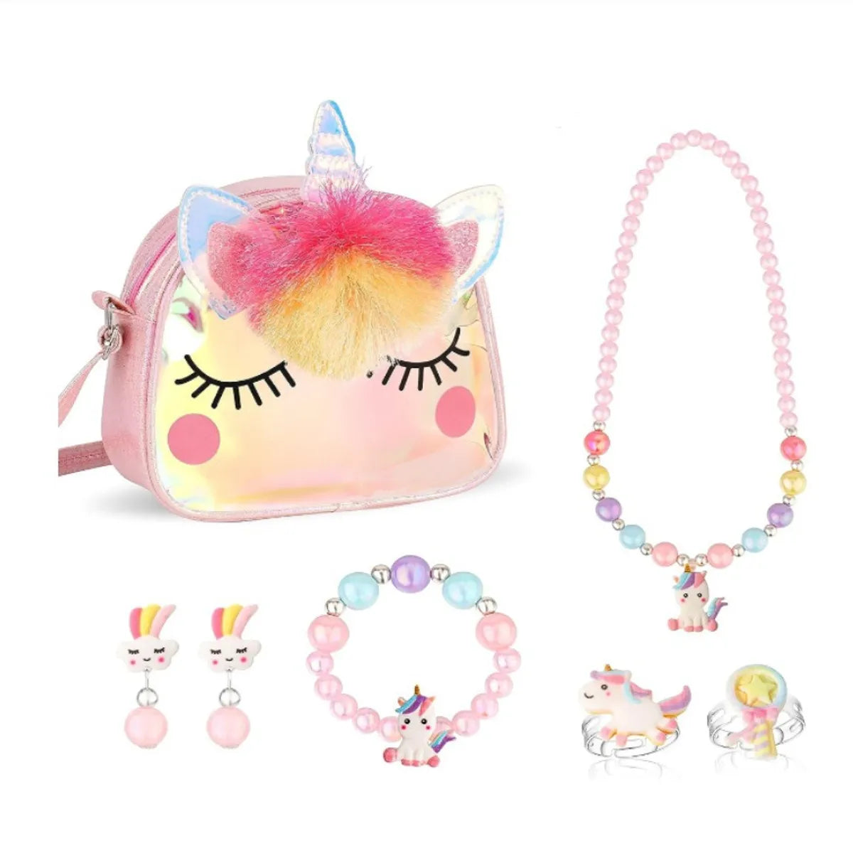 Cartoon Style Plastic Epoxy Chain Girl'S Shoulder Bag Necklace Jewelry Set