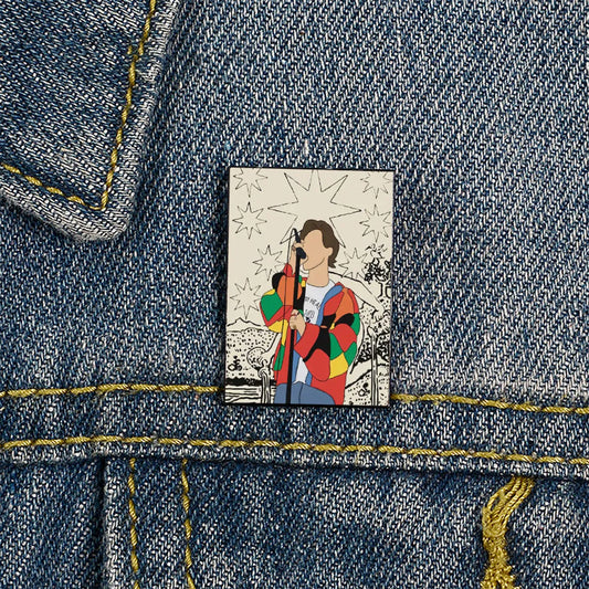 Cartoon Style Portrait Mixed Materials Printing Unisex Brooches