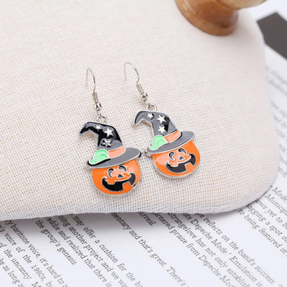 Cartoon Style Pumpkin Alloy Enamel Women's Earrings 1 Pair