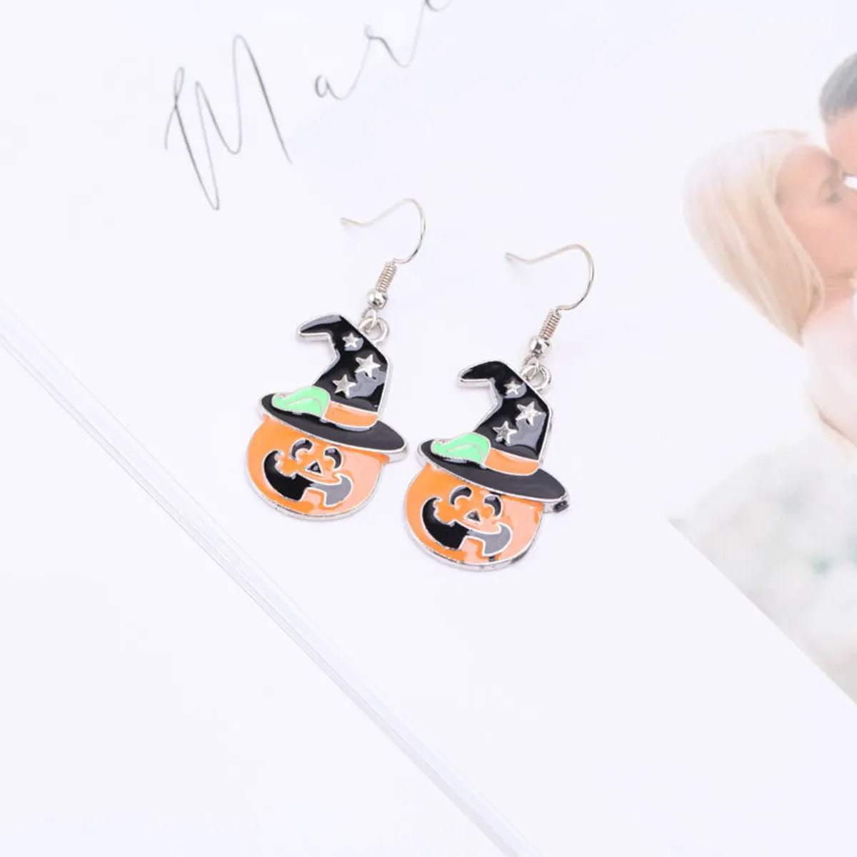 Cartoon Style Pumpkin Alloy Enamel Women's Earrings 1 Pair