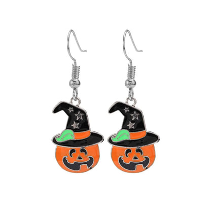 Cartoon Style Pumpkin Alloy Enamel Women's Earrings 1 Pair