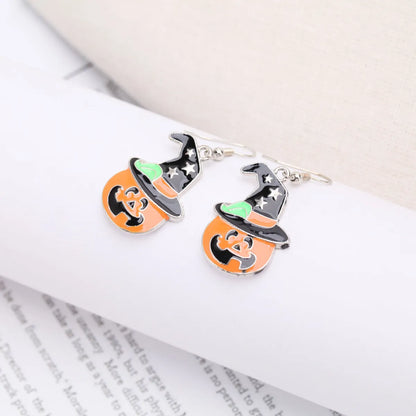 Cartoon Style Pumpkin Alloy Enamel Women's Earrings 1 Pair