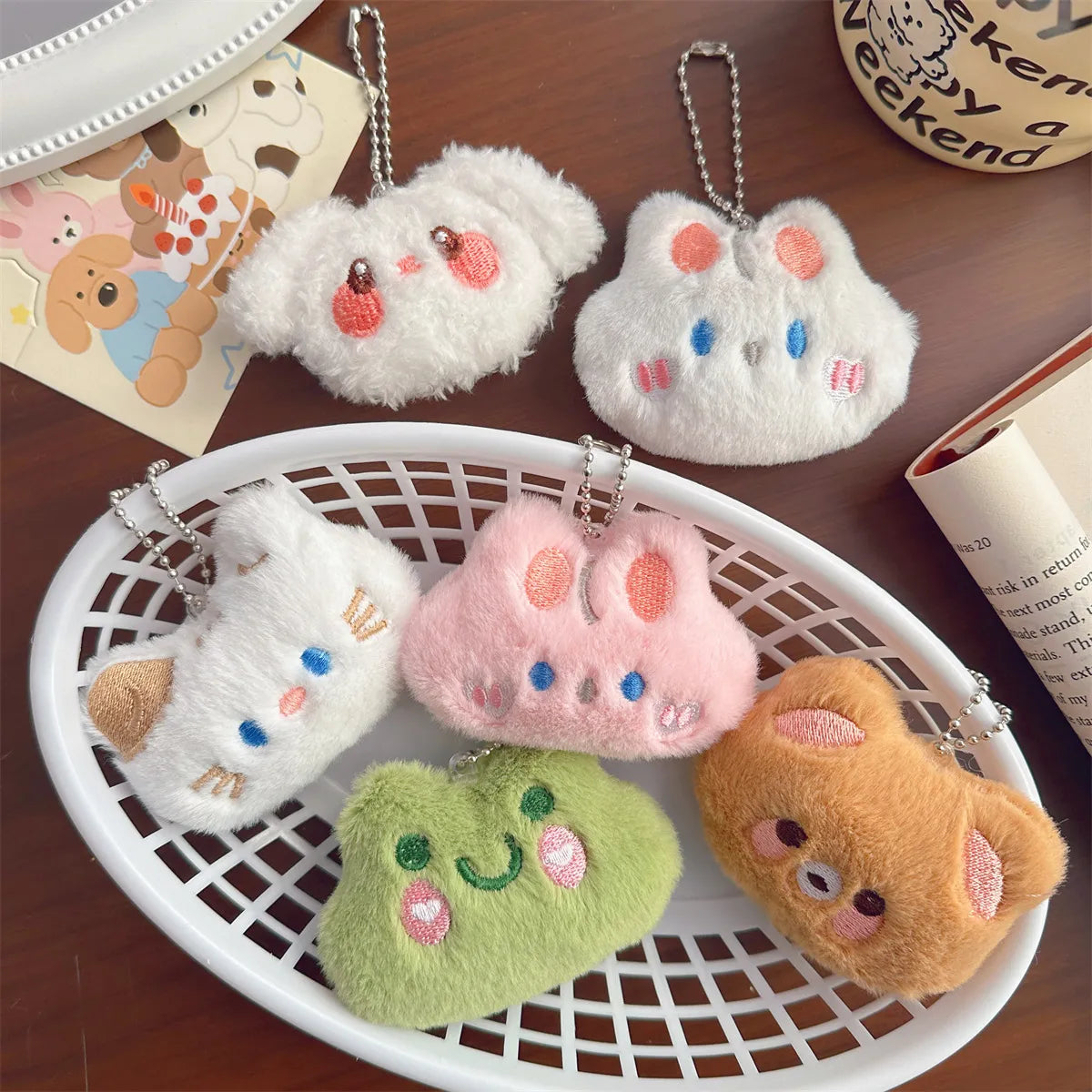 Cartoon Style Rabbit Bear Plush Keychain