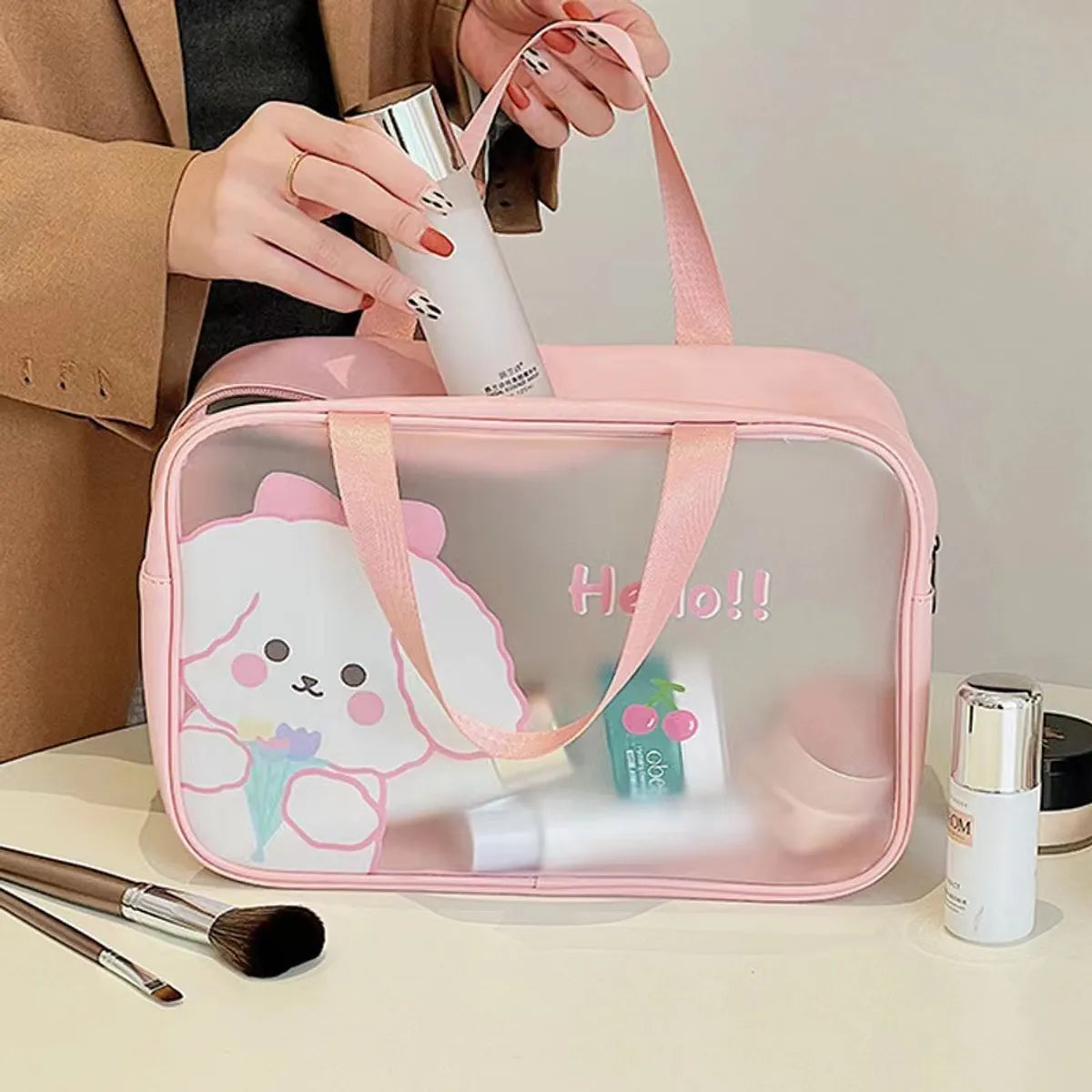 Cartoon Style Rabbit Cartoon Bear Pvc Storage Bag Makeup Bags