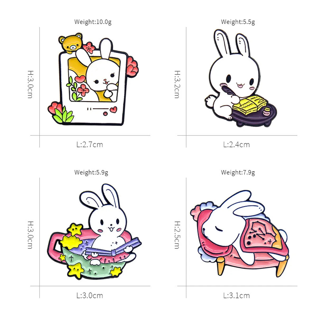 Cartoon Style Rabbit Flower Alloy Enamel Unisex Brooches