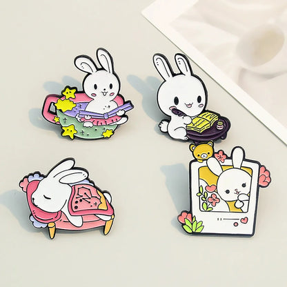 Cartoon Style Rabbit Flower Alloy Enamel Unisex Brooches