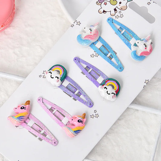 Cartoon Style Rabbit Fruit Unicorn Metal Stoving Varnish Hair Clip 1 Set