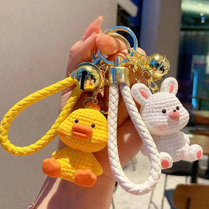 Cartoon Style Rabbit Pig Duck Alloy Resin Patchwork Bag Pendant Keychain