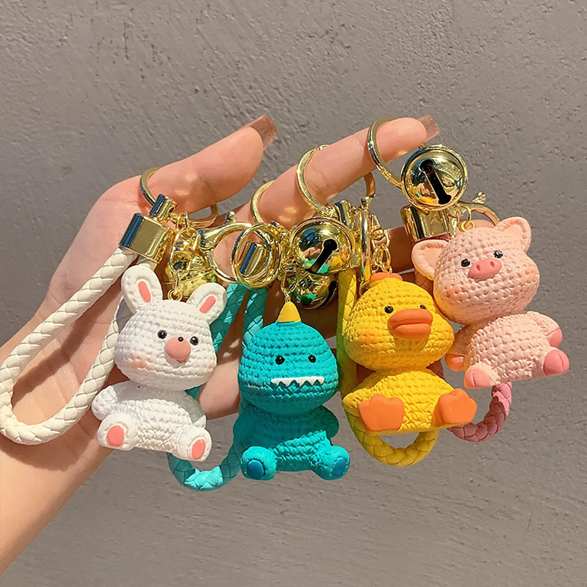 Cartoon Style Rabbit Pig Duck Alloy Resin Patchwork Bag Pendant Keychain