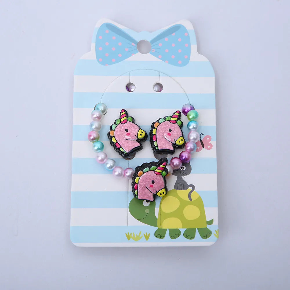 Cartoon Style Rainbow Butterfly Arylic Resin Handmade Girl'S Earrings Necklace 1 Set