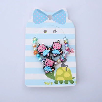 Cartoon Style Rainbow Butterfly Arylic Resin Handmade Girl'S Earrings Necklace 1 Set