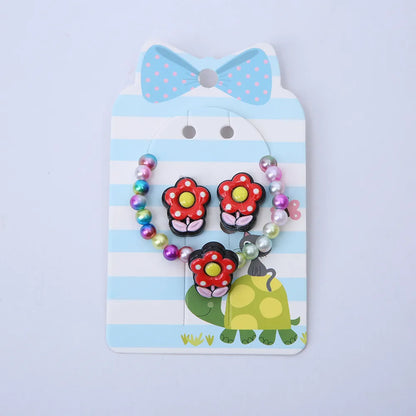 Cartoon Style Rainbow Butterfly Arylic Resin Handmade Girl'S Earrings Necklace 1 Set