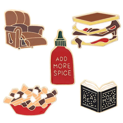 Cartoon Style Sandwich Sofa French Fries Alloy Enamel Unisex Brooches