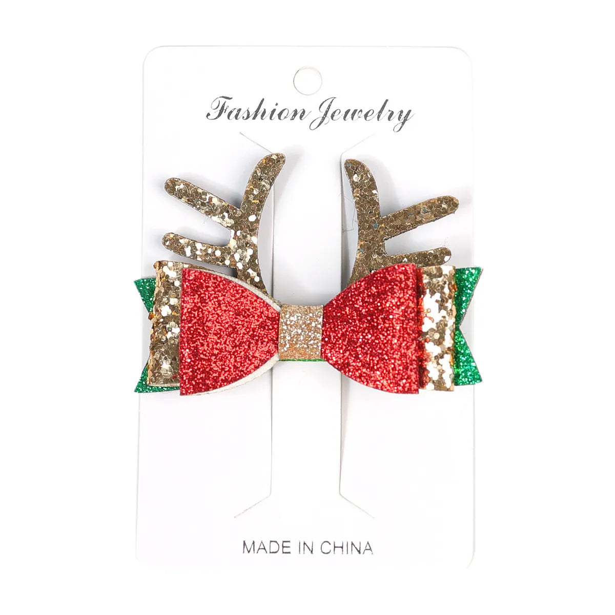 Cartoon Style Santa Claus Antlers Pu Leather Sequins Hair Clip