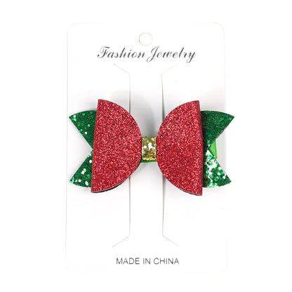 Cartoon Style Santa Claus Antlers Pu Leather Sequins Hair Clip