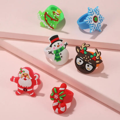 Cartoon Style Santa Claus Pvc Epoxy Kid's Rings 1 Piece