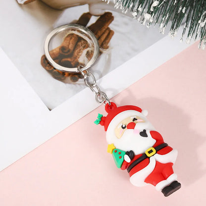 Cartoon Style Santa Claus Silica Gel Christmas Unisex Bag Pendant Keychain