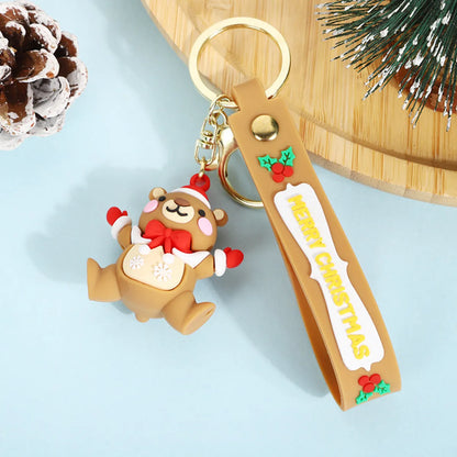 Cartoon Style Santa Claus Silica Gel Christmas Unisex Bag Pendant Keychain