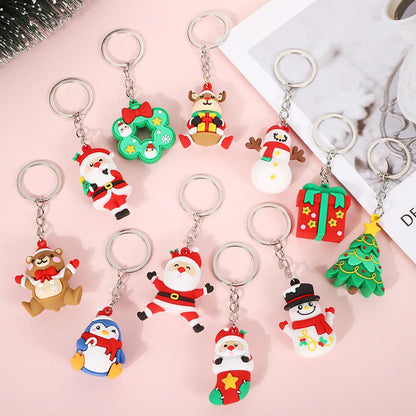 Cartoon Style Santa Claus Silica Gel Christmas Unisex Bag Pendant Keychain