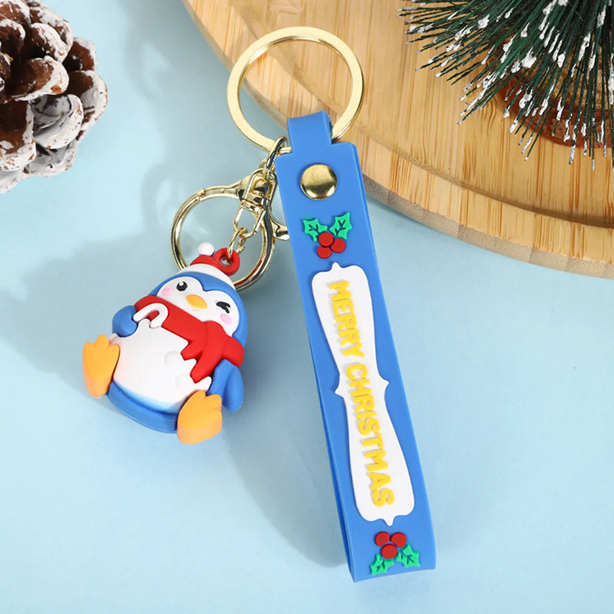 Cartoon Style Santa Claus Silica Gel Christmas Unisex Bag Pendant Keychain