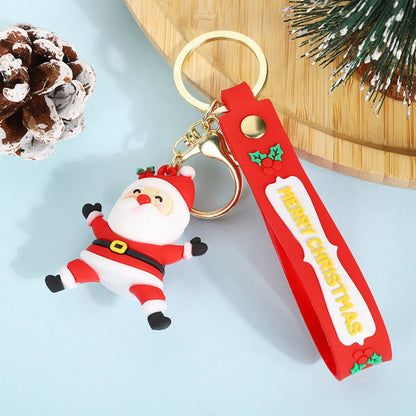 Cartoon Style Santa Claus Silica Gel Christmas Unisex Bag Pendant Keychain