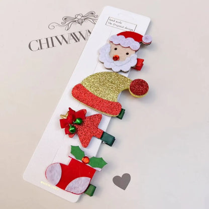 Cartoon Style Santa Claus Snowman Arylic Plastic Hair Clip Hair Tie 1 Set