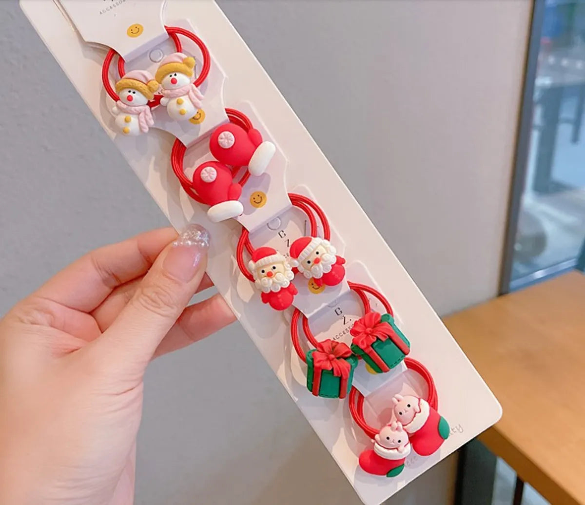 Cartoon Style Santa Claus Snowman Arylic Plastic Hair Clip Hair Tie 1 Set